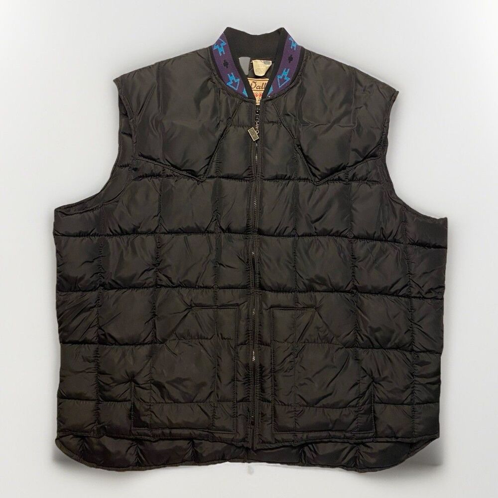 Vintage Walls Blizzard Pruf Western Cowboy Puffer Vest 2XL USA Aztec Black